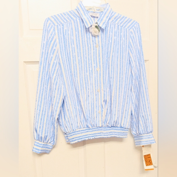 Vintage McRae's Russ Petite Women's Strip Long Sleeve Shirt Size 12 - Picture 3 of 6